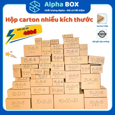 Combo 10 Hộp Carton NHIỀU KÍCH THƯỚC đóng gói đựng hàng cứng cáp giá gốc tại xưởng - ALPHA BOX