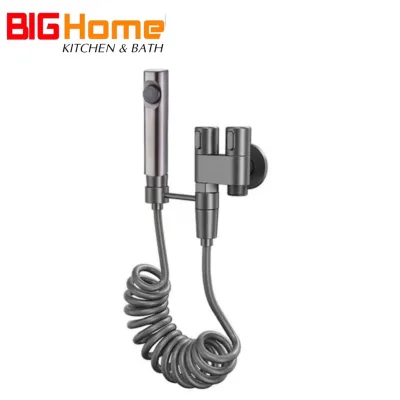 Bộ Xịt vệ sinh tăng áp kèm van T chia nước, màu xám ghi hot trend , bộ vòi xịt toilet nhập khẩu