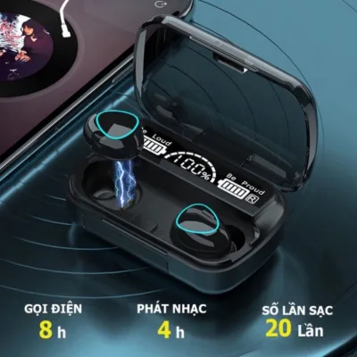 Bluetooth Headset, M10 Wireless Earbuds, Sharp Sound, Long Battery Life, Led Screen - Warranty 1 for 1 Exchange from Muong Thanh Royal
