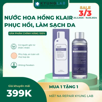 Nước hoa hồng Klairs Supple Preparation Unscented Toner 180ml, Dưỡng Ẩm, Làm Sáng và Giúp Cân Bằng Độ pH