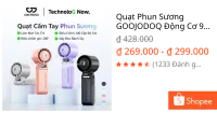 Quạt Phun Sương GOOJODOQ Động Cơ 9526 RPM, Gió Mạnh 8.6m/s, 100 Tốc Độ, Phun Sương Dưỡng Ẩm, Pin 3600mAh Dùng 11.5 Giờ