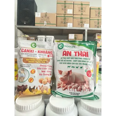 bộ đôi heo nái an thai dưỡng nái+canxi khoáng 1kg. giúp thai phát triển đều con to, cung cấp canxi và vitamin thiết yếu