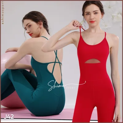 Jumpsuit yoga J42 hàng Quảng Châu cao cấp, bộ jump tập yoga gym vải co giãn 4 chiều thắm hút mồ hôi