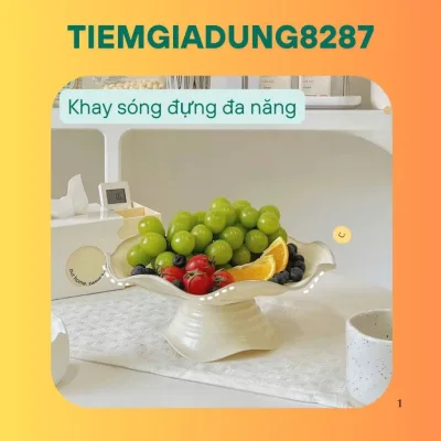 Khay sóng đựng hoa quả, bánh kẹo, đồ ăn vặt trang trí bàn ăn bằng nhựa cao cấp sang trọng - TIEMGIADUNG8287