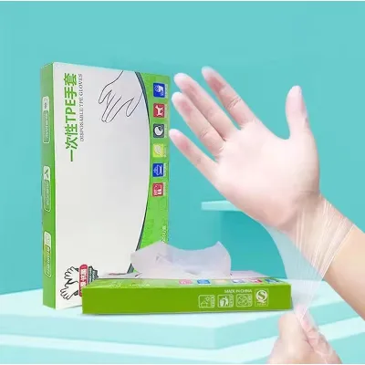 Hộp 100 Găng Tay Nhựa TPE Trong Suốt Siêu Dai Đàn Hồi Dùng 1 Lần Tiện Lợi