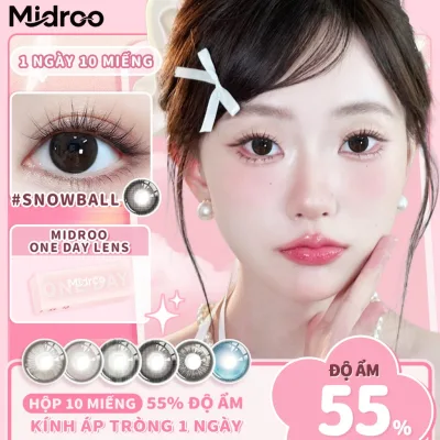 Midroo Lens 1 Ngày 10 miếng Độ ẩm 55% Snowball 14.2-14.5mm Kính áp tròng Độ 0.00-6.00