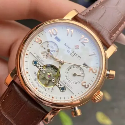 Đồng Hồ Nam PATEK ROSE GOLD P979 Tourbillion Lộ Máy 756033 Cao Cấp - Case 42mm + Thẻ Bảo Hành