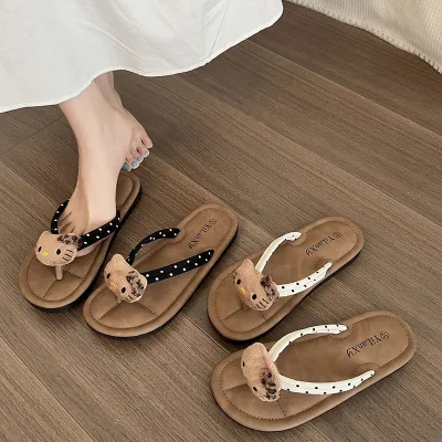 Dép Tông Nữ Hoạ Tiết Mèo Cá Dễ Thương 2 Màu Nâu Kem Nâu Đen Thời Trang Nữ Đáng Yêu Xinh Sắn ( Hàng QC )