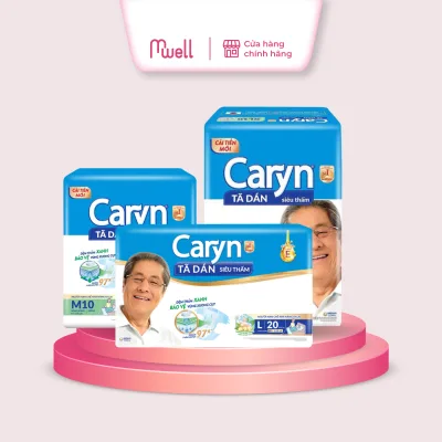 Tã dán người lớn Caryn bỉm dán gói L10 L20 M10 XL10 XL20 Lõi bông cao cấp thấm hút mỏng nhẹ, cho bề mặt luôn khô thoáng - QC