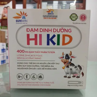 HI KID - Đạm dinh dưỡng cung cấp acid amin, vitamin và khoáng chất, tăng cường sức khỏe, hộp 20 ống