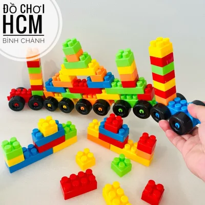 Đồ chơi trẻ em lắp ghép có bánh xe, khối vuông to đẹp dành cho bé thích khám phá, lắp ghép mô hình xe 56