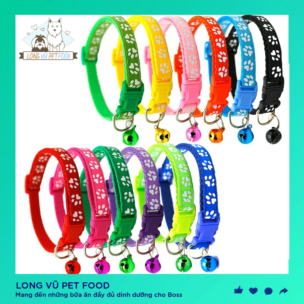 Có chuông Vòng Cổ Thú Cưng Có Chuông Điều Chỉnh Được Đồ Dùng Cho Mèo Cưng Phụ Kiện Cho Chó Con Chihuahua Bulldogs - Long Vũ Pet Food