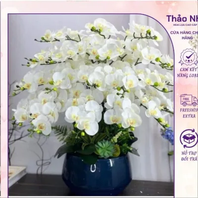 Hoa lan Hồ điệp 9 bông cao su, thân đốm -hoa giả trang trí nội thất