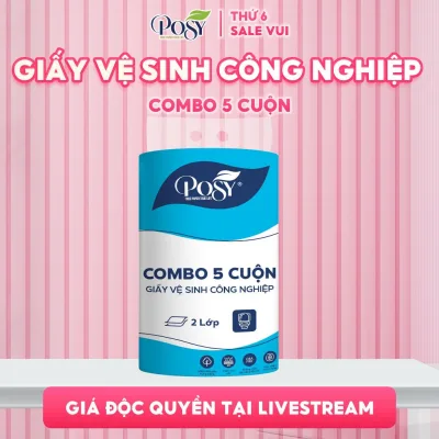 COMBO 5 CUỘN GVS POSY - Cuộn lớn, 700gram 2 lớp, mềm mịn, tiết kiệm, thân thiện với môi trườn