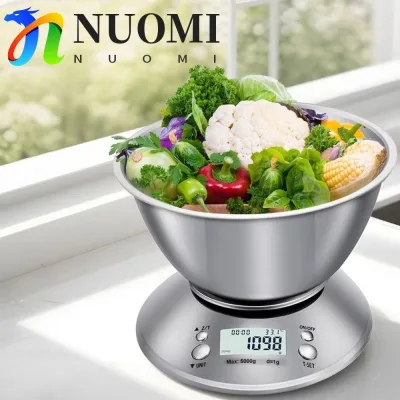 Cân nhà bếp bằng thép không gỉ NUOMI, Chuyển đổi đơn vị Cân điện tử nhà bếp không bong tróc, cảnh báo điện áp thấp Cảnh báo quá tải Màn hình nhiệt độ Cân nướng bánh