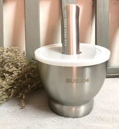 D1- Bộ CỐI CHÀY INOX SUS 304 h`BẦU có NẮP II Dụng cụ nhà bếp Chày giã nghiền thực phẩm tỏi tiêu ĐA NĂNG. Cửa Hàng Đoàn Việt