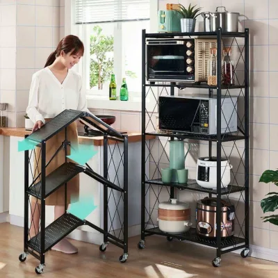 Kệ Sắt - Kệ Để Đồ Đa Năng Gấp Gọn Có Bánh Xe 3-4-5 Tầng Tiện Ích Cho Nhà Bếp