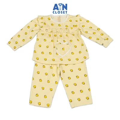 Bộ quần áo Dài bé gái hoạ tiết Vịt Con Vàng Thun cotton - AICDBGXZ88IK - AIN Closet