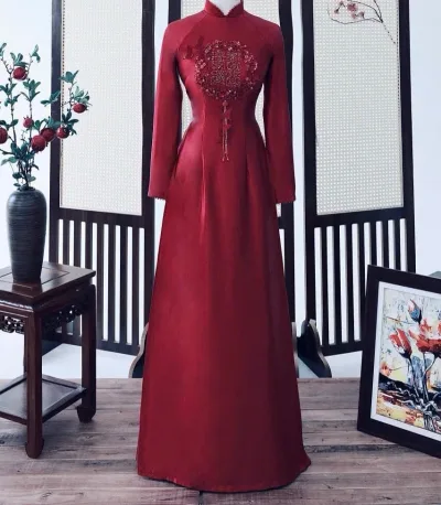 Áo dài hỏi cưới chữ hỷ hoa