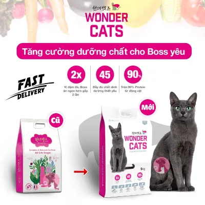 THỨC ĂN HẠT CHO MÈO WONDER CATS NHẬP KHẨU HÀN QUỐC - ( thức ăn khô,thức ăn hạt, cám mèo)