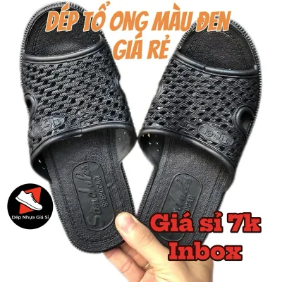 Dép Nhựa Tổ Ong Đen Unisex Size 40-46 - Thoáng Mát, Nhẹ Nhàng, Chất Liệu Bền - Phù Hợp Nam Nữ