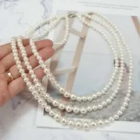 Chuỗi Vòng Cổ Ngọc Trai Nhân Tạo 3 Tầng Mặc Áo Dài Cách Tân, Truyền Thống