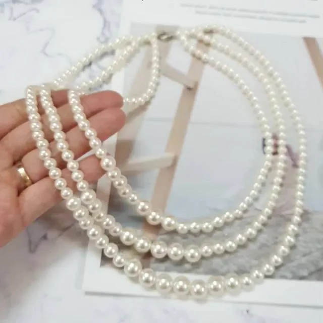 Chuỗi Vòng Cổ Ngọc Trai Nhân Tạo 3 Tầng Mặc Áo Dài Cách Tân, Truyền Thống