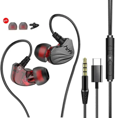 Tai nghe rảnh tay type- C 3,5 mm có dây và mic nhét tai Bass Stereo Hifi chơi game - Earphone Kem
