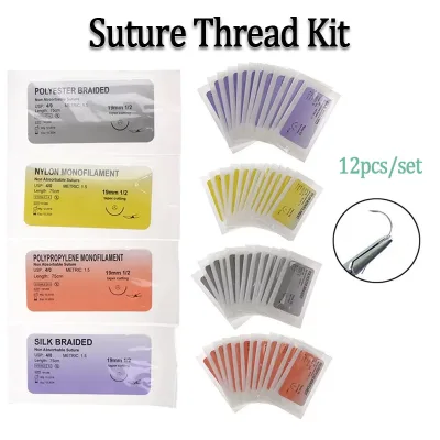 12 Cái 4 / 0 Sợi Polypropylene Đơn Y Tế Sợi Kim Suture Huấn Luyện Chỉ Khâu Thực Hành Bộ