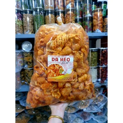 1KG Da heo sấy giòn vị tỏi ớt túi lớn chất lượng, đồ ăn vặt ngon, Ăn vặt Thi Thi