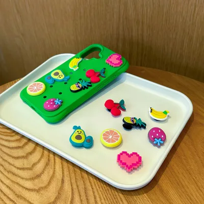 Phụ kiện hoạt hình silicon hình trái cây, hoa anh đào, kem cầu vồng, handmade DIY cho điện thoại, giày lỗ, tóc