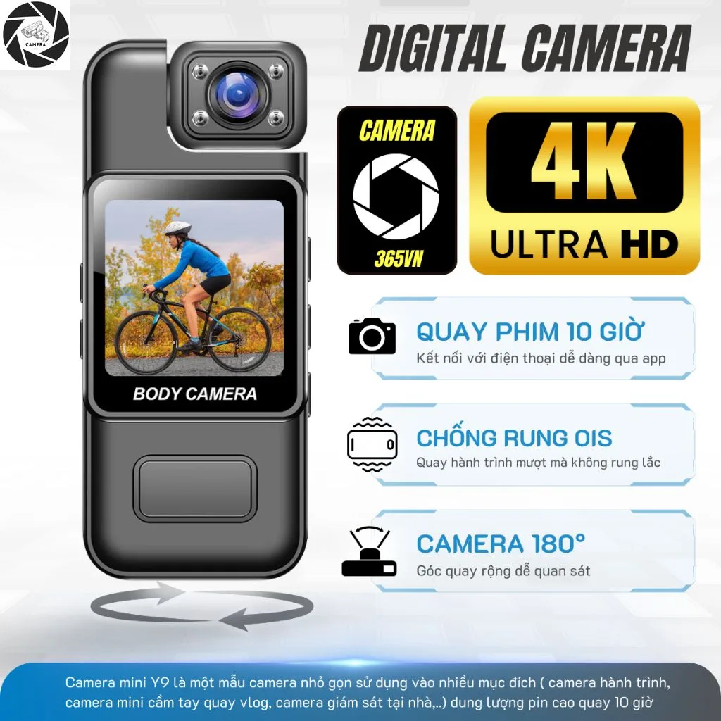 Máy quay du lịch 4K-60FPS quay phim mọi nơi pin 10 giờ quay - Camera mini hành trình xe máy,xe đạp, cầm tay quay vlog