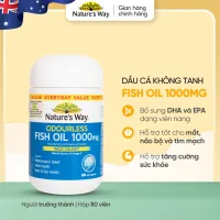 Viên Uống Dầu Cá Nature’s Way Omega-3 Odourless Fish Oil 1000mg Hỗ Trợ Tốt Cho Mắt Và Não Không Mùi Hộp 80 Viên
