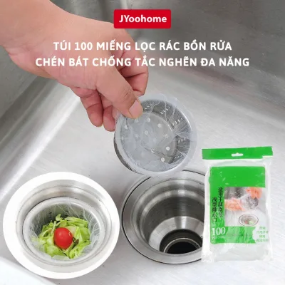 Bộ 100 Túi Lọc Rác Bồn Rửa Chén Bát JYoohome Túi Lưới Lọc Rác Rửa Bát Vải Tự Phân Huỷ Có Chun