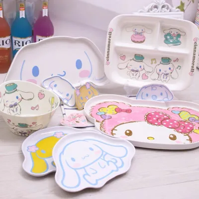 Set chén đĩa ly muỗng hoạt hình Melamine đựng trái cây đồ ăn vặt bánh kẹo hoạt hình dễ thương Cinnamoroll