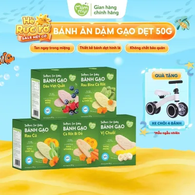 Bánh ăn dặm gạo dẹt rau củ Mămmy giúp bé tập nhai bổ sung dinh dưỡng, hỗ trợ tiêu hóa cho bé 7 tháng