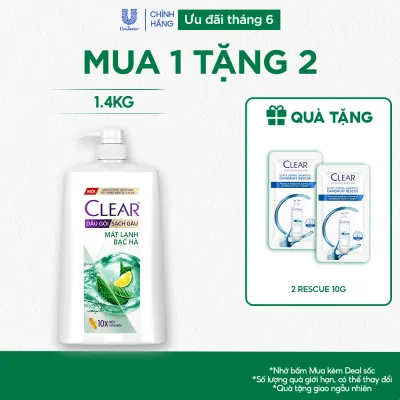 Dầu gội sạch gàu Clear Mát Lạnh Bạc Hà 1,4kg