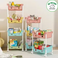 kệ để đồ nhà tắm có bánh xe di chuyển, kệ gấu ecomax đựng đồ bánh kẹo, đồ ăn vặt 9306