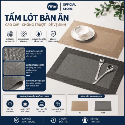 Tấm Lót Textilene Bàn Ăn Họa Tiết Vuông Góc Sang Trọng Lịch Lãm - Trang Trí, Nội Thất, Nhà Hàng