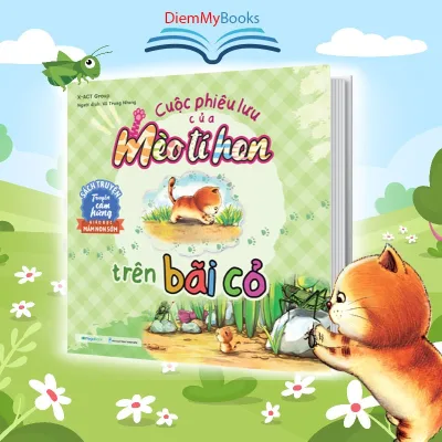 Sách- Cuộc Phiêu Lưu Của Mèo Tí Hon Trên Bãi Cỏ Sách Truyện Thiếu Nhi Có Mã QR Nghe Giọng Đọc (20 Stickers con vật)
