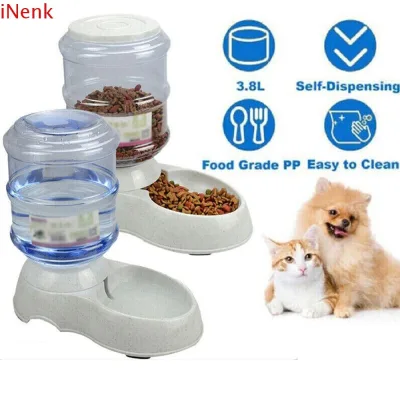 NOBLELYN 3,8l Hộp đựng thức ăn cho chó mèo Nhựa Sức chứa lớn Bát uống thức ăn cho thú cưng Di động Với xô đựng Chai nước tự động Đồ dùng cho thú cưng