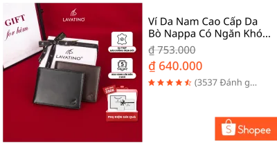 Ví Da Nam Cao Cấp Da Bò Nappa Có Ngăn Khóa Kéo Chính Hãng LAVATINO - CLASSIC WB04