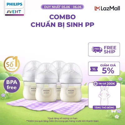 Birth Preparation Combo - 4 Pp Philips Avent 125ml Natural-Simulated Milk Bottles