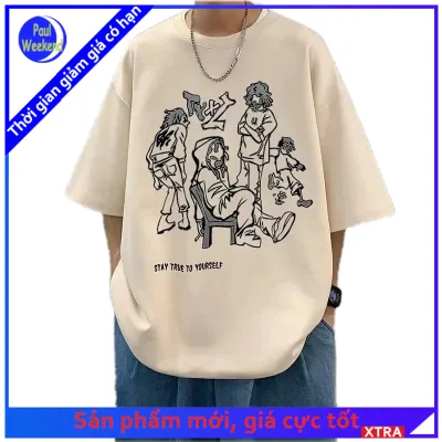 PaulWeekend Áo thun nam phong cách Âu Mỹ hợp thời trang sản phẩm mới dành cho giới trẻ thiết kế in hình cảm giác thời trang áo thun nam hợp thời trang