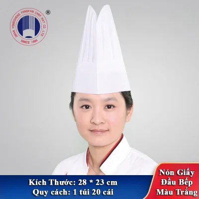 Nón Giấy Bếp Trưởng, Nón Giấy Đầu Bếp Cao 28 x 23 cm Màu Trắng Dùng Một Lần - Chef Hats YS-4 PVN78