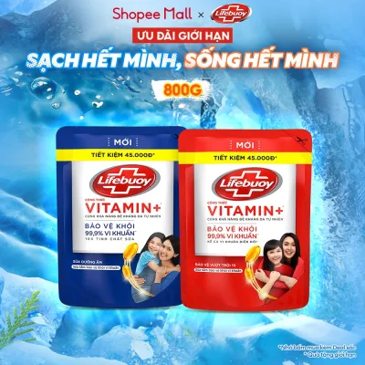 Sữa Tắm Lifebuoy Sạch Khuẩn Bảo Vệ Khỏi 99.9% Vi Khuẩn Chứa Ion Bạc+ Hỗ Trợ Cùng Đề Kháng Da Tự Nhiên 800G