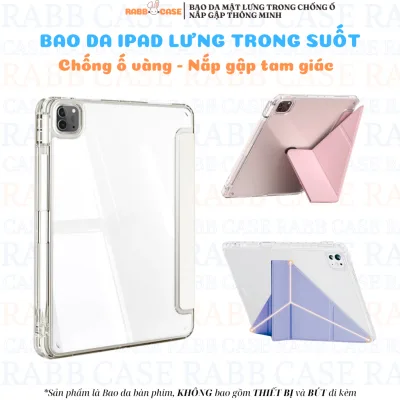 Bao da iPad với mặt lưng Acrylic trong suốt,chống ố, nắp gập chữ Y gen 6/7/8/9/10,Air 1/2/4/5/6/7,Pro 11,Pro 12.9,13 in