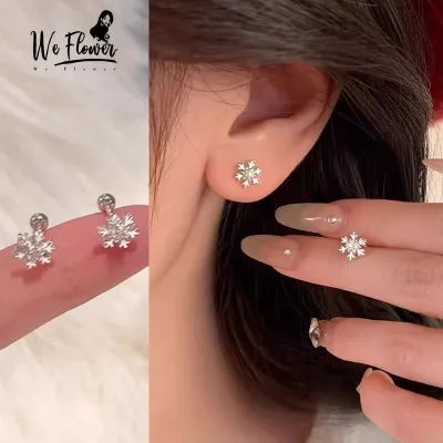 WeFlower Tinh Tế s925 Bạc Bông Tuyết Vít Bông Tai Nữ Thời Trang Xuyên Tai Phụ Kiện Trang Sức