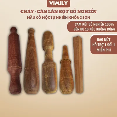 Chày gỗ nghiến lăn bột núi đá Tây Bắc giã thức ăn gia vị làm bánh VIMILY nhiều mẫu