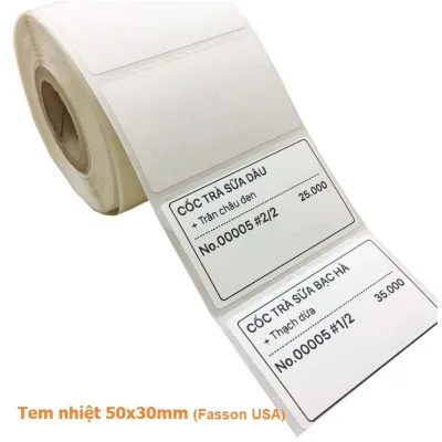 Cuộn 900 tem nhiệt Trà sữa 50x30mm | 40x30mm..Tem nhiệt in tem nhãn, in tem phụ, tem trà sữa ...